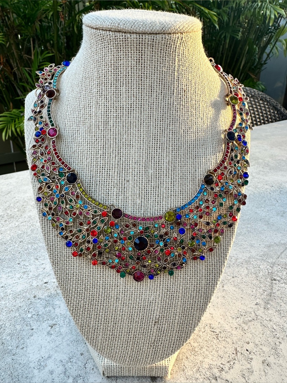 Natasha Multicolor Rhinestone Bib Statement Necklace - Like new.
